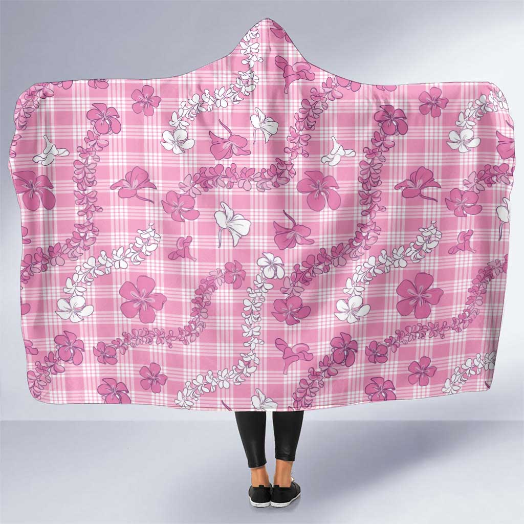 Alaka Aloha Hawaii Hooded Blanket Plumeria Lei With Palaka Motif - Polynesian Pride