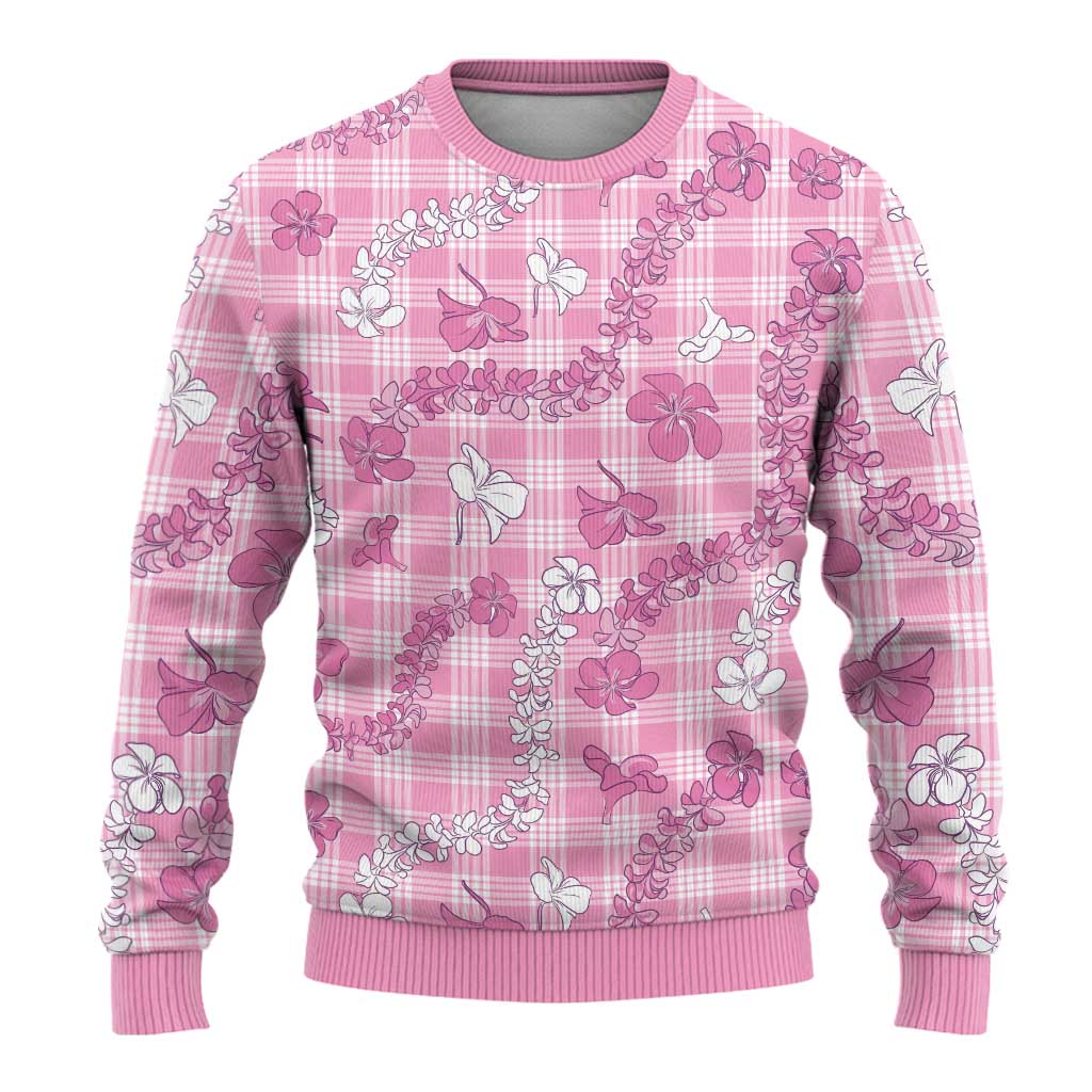 Alaka Aloha Hawaii Ugly Christmas Sweater Plumeria Lei With Palaka Motif - Polynesian Pride