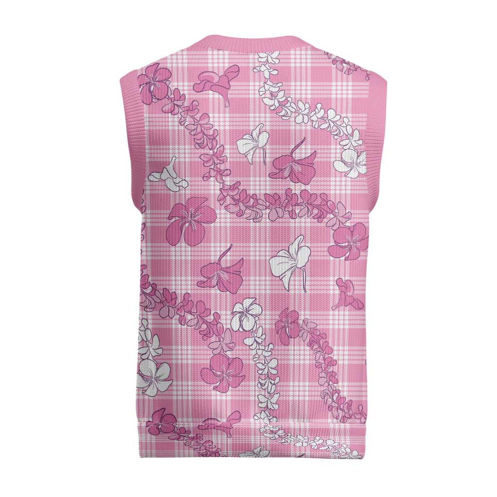 Alaka Aloha Hawaii Christmas Knitted V-Neck Vest Plumeria Lei With Palaka Motif - Polynesian Pride