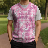 Alaka Aloha Hawaii Christmas Knitted V-Neck Vest Plumeria Lei With Palaka Motif - Polynesian Pride