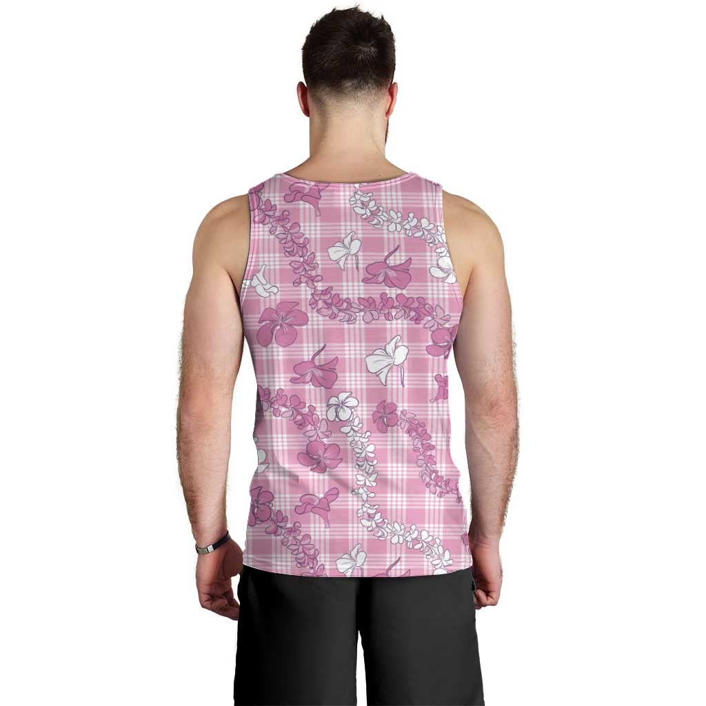 Alaka Aloha Hawaii Men Tank Top Plumeria Lei With Palaka Motif - Polynesian Pride
