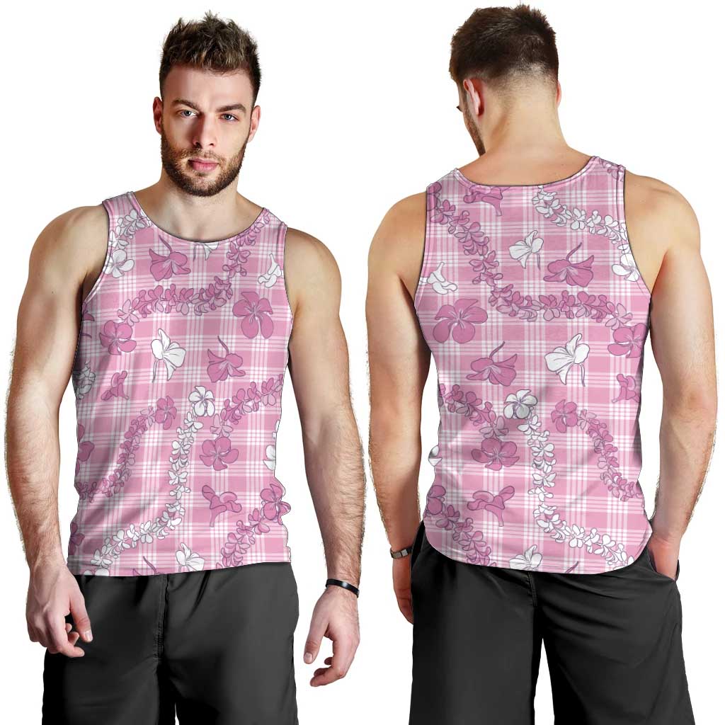 Alaka Aloha Hawaii Men Tank Top Plumeria Lei With Palaka Motif - Polynesian Pride