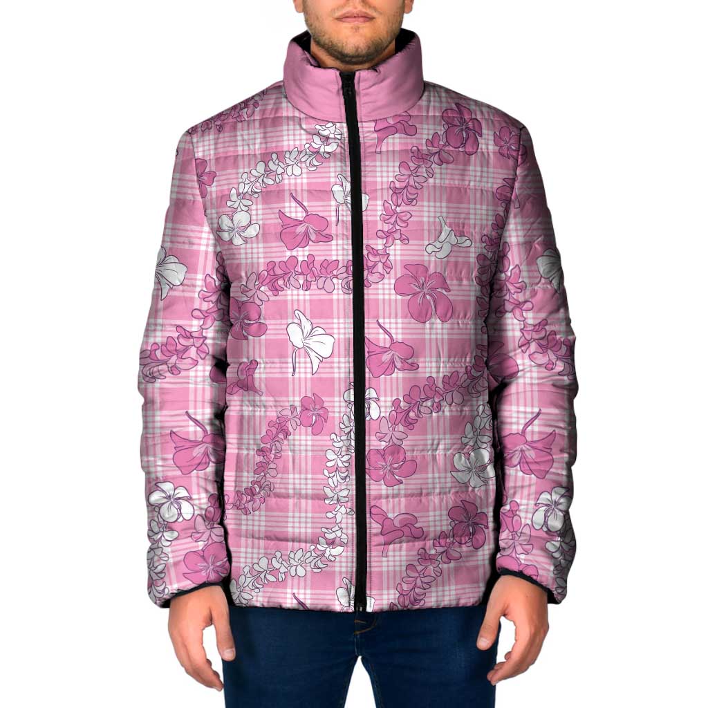 Alaka Aloha Hawaii Padded Jacket Plumeria Lei With Palaka Motif - Polynesian Pride