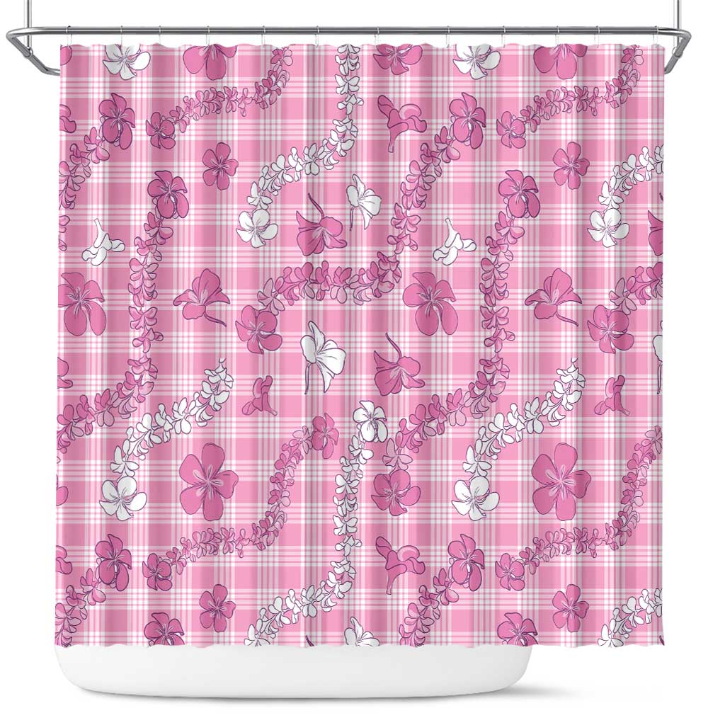 Alaka Aloha Hawaii Shower Curtain Plumeria Lei With Palaka Motif - Polynesian Pride