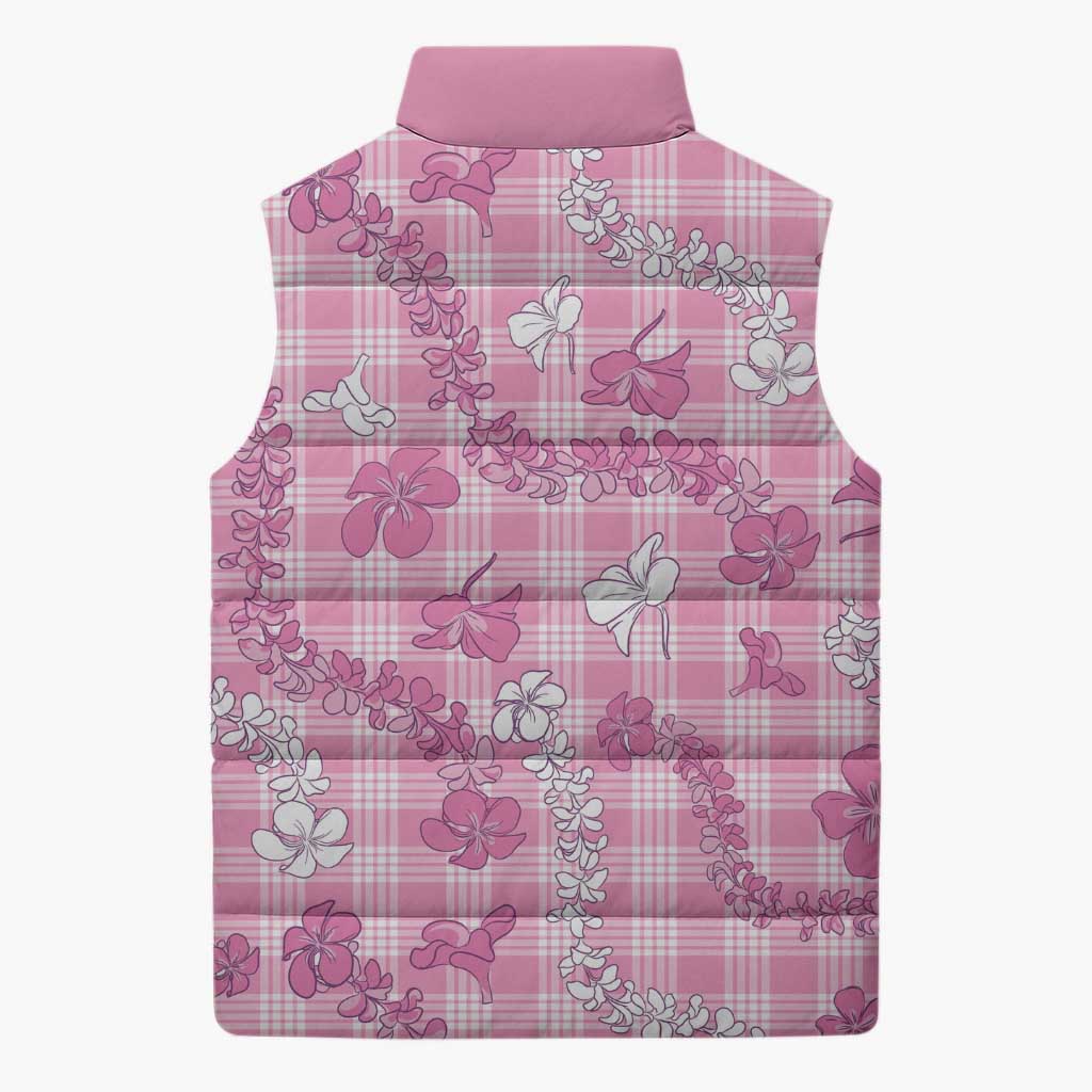 Alaka Aloha Hawaii Sleeveless Puffer Jacket Plumeria Lei With Palaka Motif - Polynesian Pride