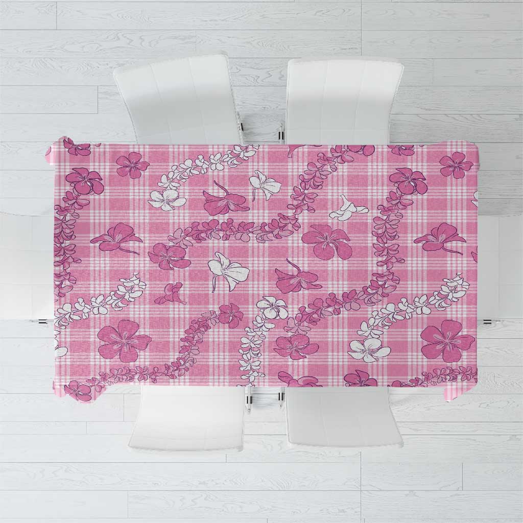 Alaka Aloha Hawaii Tablecloth Plumeria Lei With Palaka Motif - Polynesian Pride