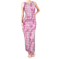 Alaka Aloha Hawaii Tank Maxi Dress Plumeria Lei With Palaka Motif - Polynesian Pride