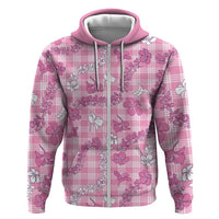 Alaka Aloha Hawaii Zip Hoodie Plumeria Lei With Palaka Motif - Polynesian Pride