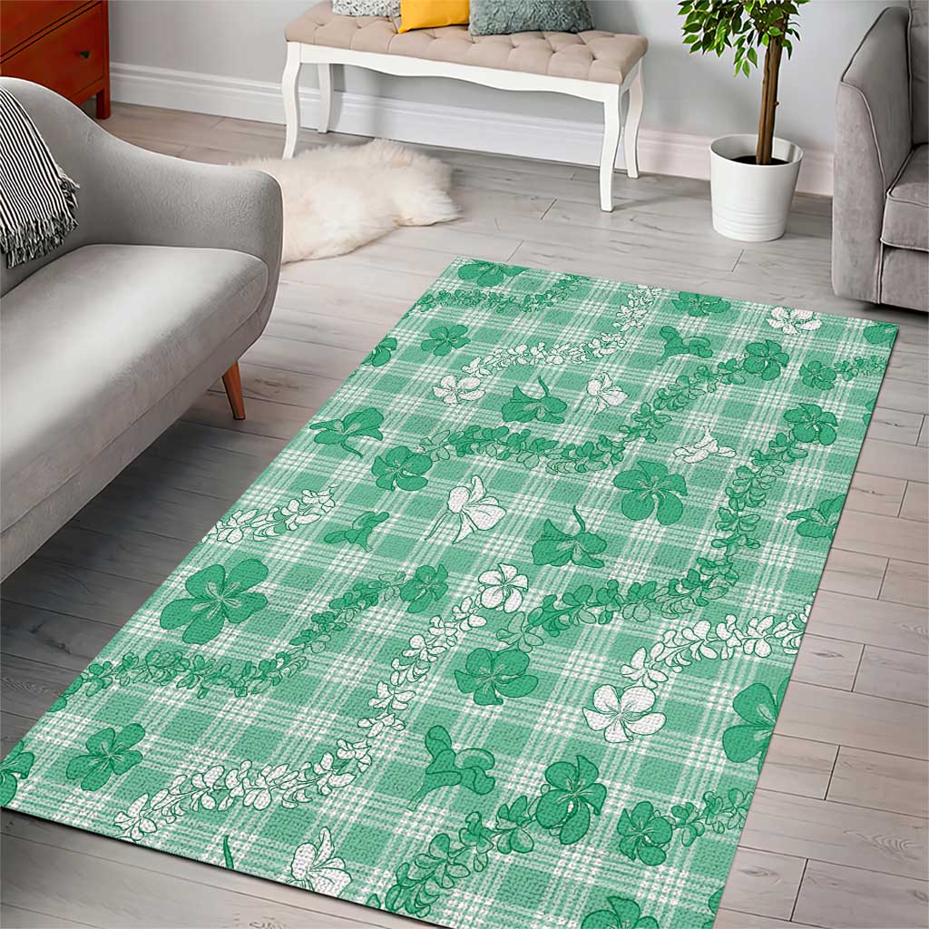Omaomao Aloha Hawaii Area Rug Plumeria Lei With Palaka Motif - Polynesian Pride