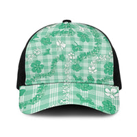 Omaomao Aloha Hawaii Baseball Net Cap Plumeria Lei With Palaka Motif - Polynesian Pride