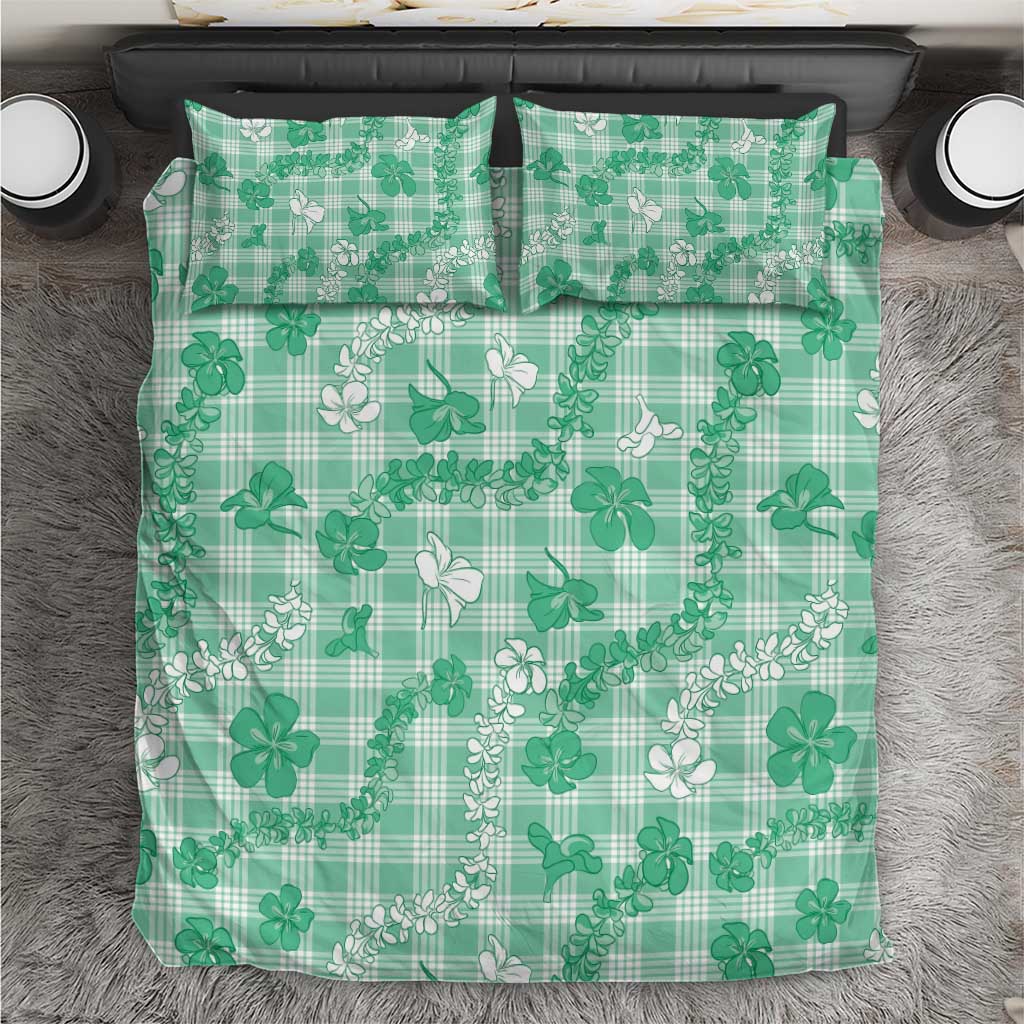 Omaomao Aloha Hawaii Bedding Set Plumeria Lei With Palaka Motif - Polynesian Pride