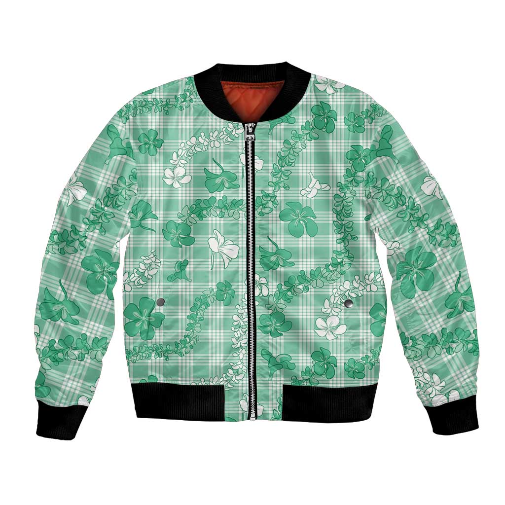 Omaomao Aloha Hawaii Bomber Jacket Plumeria Lei With Palaka Motif - Polynesian Pride