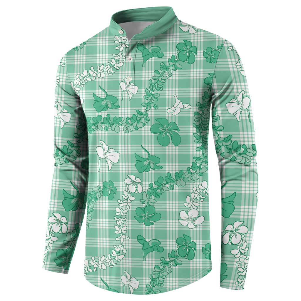 Omaomao Aloha Hawaii Button Sweatshirt Plumeria Lei With Palaka Motif - Polynesian Pride