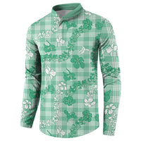 Omaomao Aloha Hawaii Button Sweatshirt Plumeria Lei With Palaka Motif - Polynesian Pride