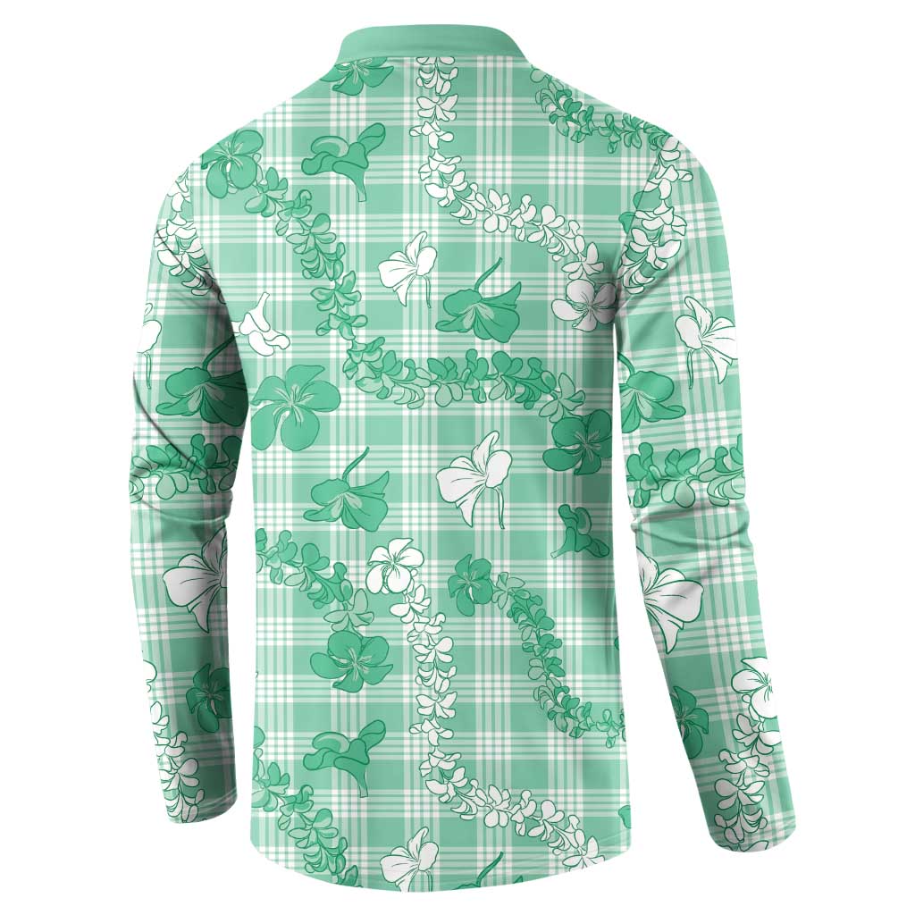 Omaomao Aloha Hawaii Button Sweatshirt Plumeria Lei With Palaka Motif - Polynesian Pride