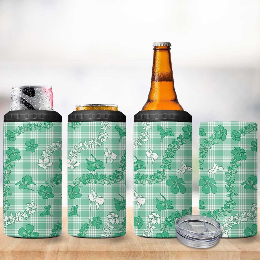 Omaomao Aloha Hawaii 4 in 1 Can Cooler Tumbler Plumeria Lei With Palaka Motif - Polynesian Pride