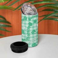 Omaomao Aloha Hawaii 4 in 1 Can Cooler Tumbler Plumeria Lei With Palaka Motif - Polynesian Pride
