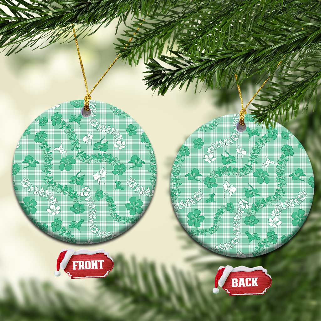 Omaomao Aloha Hawaii Ceramic Ornament Plumeria Lei With Palaka Motif - Polynesian Pride