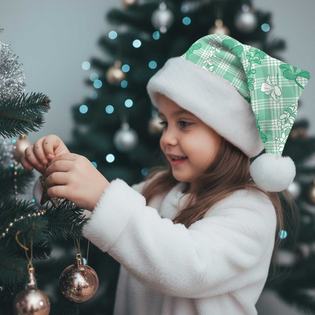 Omaomao Aloha Hawaii Christmas Santa Hat Plumeria Lei With Palaka Motif - Polynesian Pride