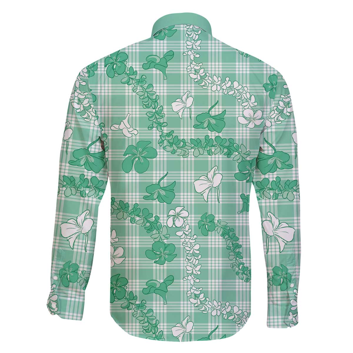 Omaomao Aloha Hawaii Family Matching Off The Shoulder Long Sleeve Dress and Hawaiian Shirt Plumeria Lei With Palaka Motif - Polynesian Pride