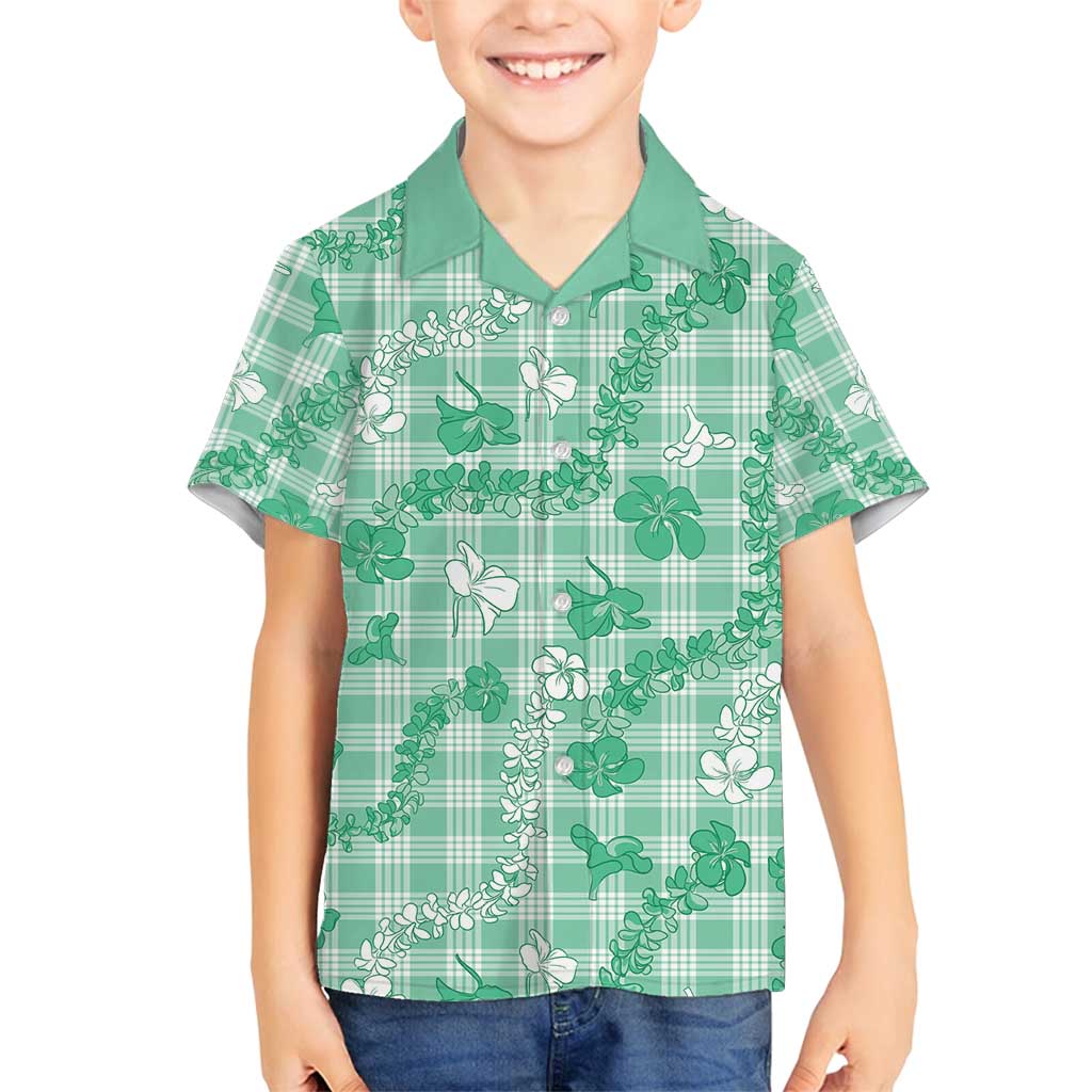 Omaomao Aloha Hawaii Family Matching Puletasi and Hawaiian Shirt Plumeria Lei With Palaka Motif - Polynesian Pride