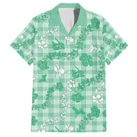 Omaomao Aloha Hawaii Family Matching Short Sleeve Bodycon Dress and Hawaiian Shirt Plumeria Lei With Palaka Motif - Polynesian Pride