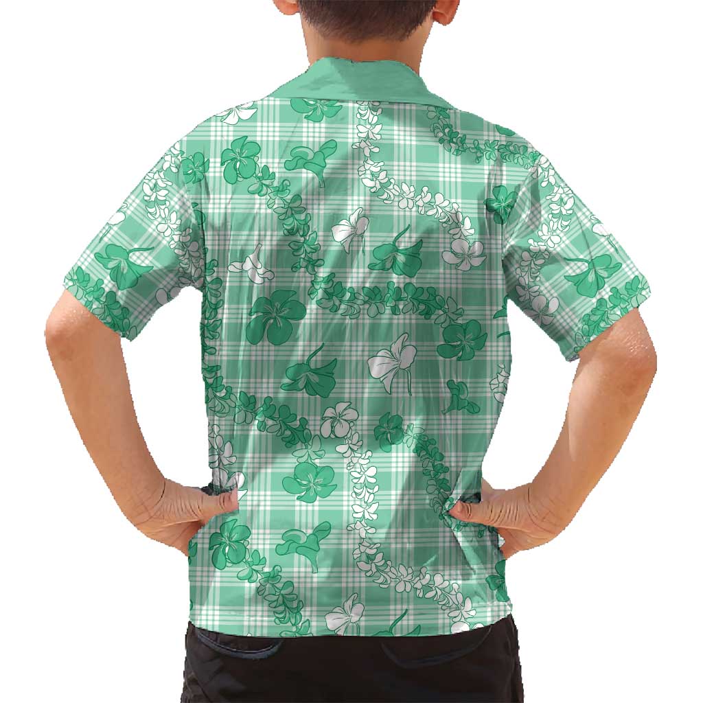 Omaomao Aloha Hawaii Family Matching Tank Maxi Dress and Hawaiian Shirt Plumeria Lei With Palaka Motif - Polynesian Pride