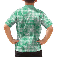 Omaomao Aloha Hawaii Kid Hawaiian Shirt Plumeria Lei With Palaka Motif - Polynesian Pride