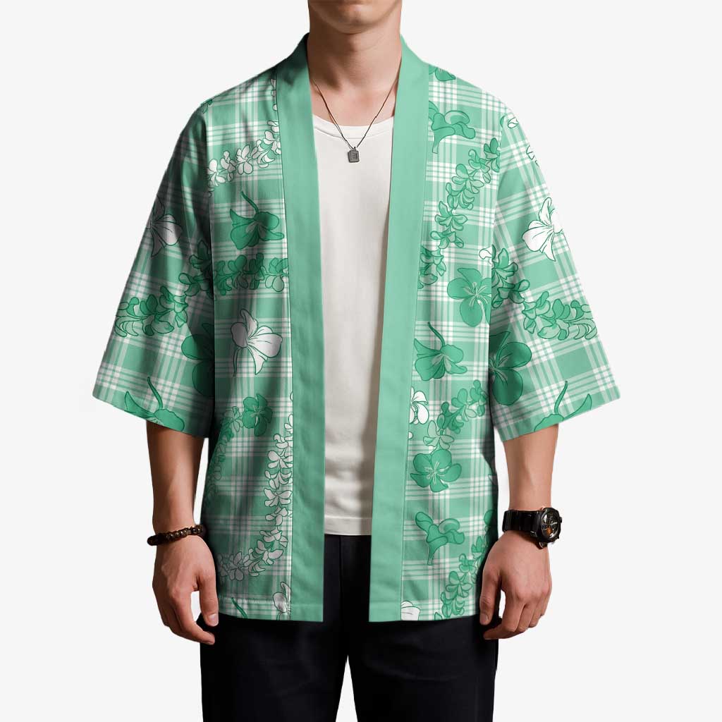 Omaomao Aloha Hawaii Kimono Plumeria Lei With Palaka Motif LT14 - Polynesian Pride