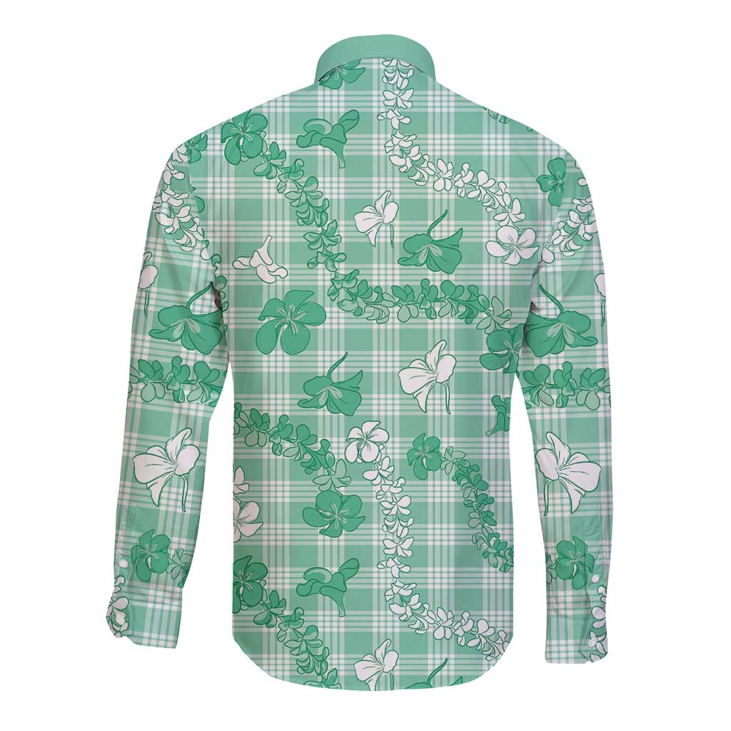 Omaomao Aloha Hawaii Long Sleeve Button Shirt Plumeria Lei With Palaka Motif - Polynesian Pride
