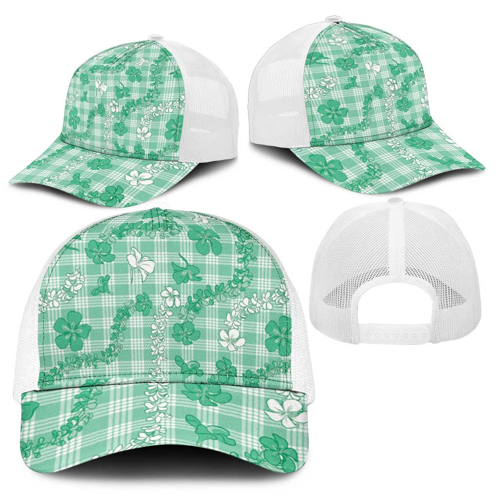Omaomao Aloha Hawaii Mesh Trucker Cap Plumeria Lei With Palaka Motif - Polynesian Pride