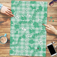 Omaomao Aloha Hawaii Puzzle Plumeria Lei With Palaka Motif LT14 Green - Polynesian Pride