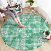 Omaomao Aloha Hawaii Round Carpet Plumeria Lei With Palaka Motif - Polynesian Pride