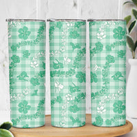 Omaomao Aloha Hawaii Skinny Tumbler Plumeria Lei With Palaka Motif - Polynesian Pride