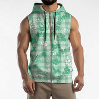 Omaomao Aloha Hawaii Sleeveless Zip Hoodie Plumeria Lei With Palaka Motif - Polynesian Pride