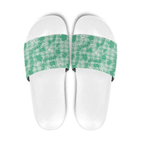 Omaomao Aloha Hawaii Slide Sandals Plumeria Lei With Palaka Motif - Polynesian Pride