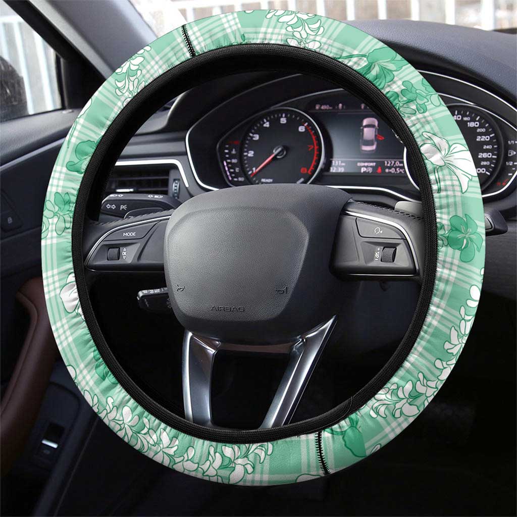 Omaomao Aloha Hawaii Steering Wheel Cover Plumeria Lei With Palaka Motif - Polynesian Pride