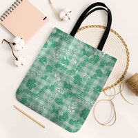 Omaomao Aloha Hawaii Tote Bag Plumeria Lei With Palaka Motif LT14 Black Strap One Size Green - Polynesian Pride