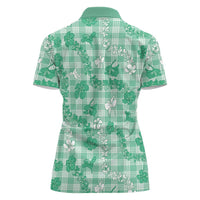 Omaomao Aloha Hawaii Women Polo Shirt Plumeria Lei With Palaka Motif - Polynesian Pride