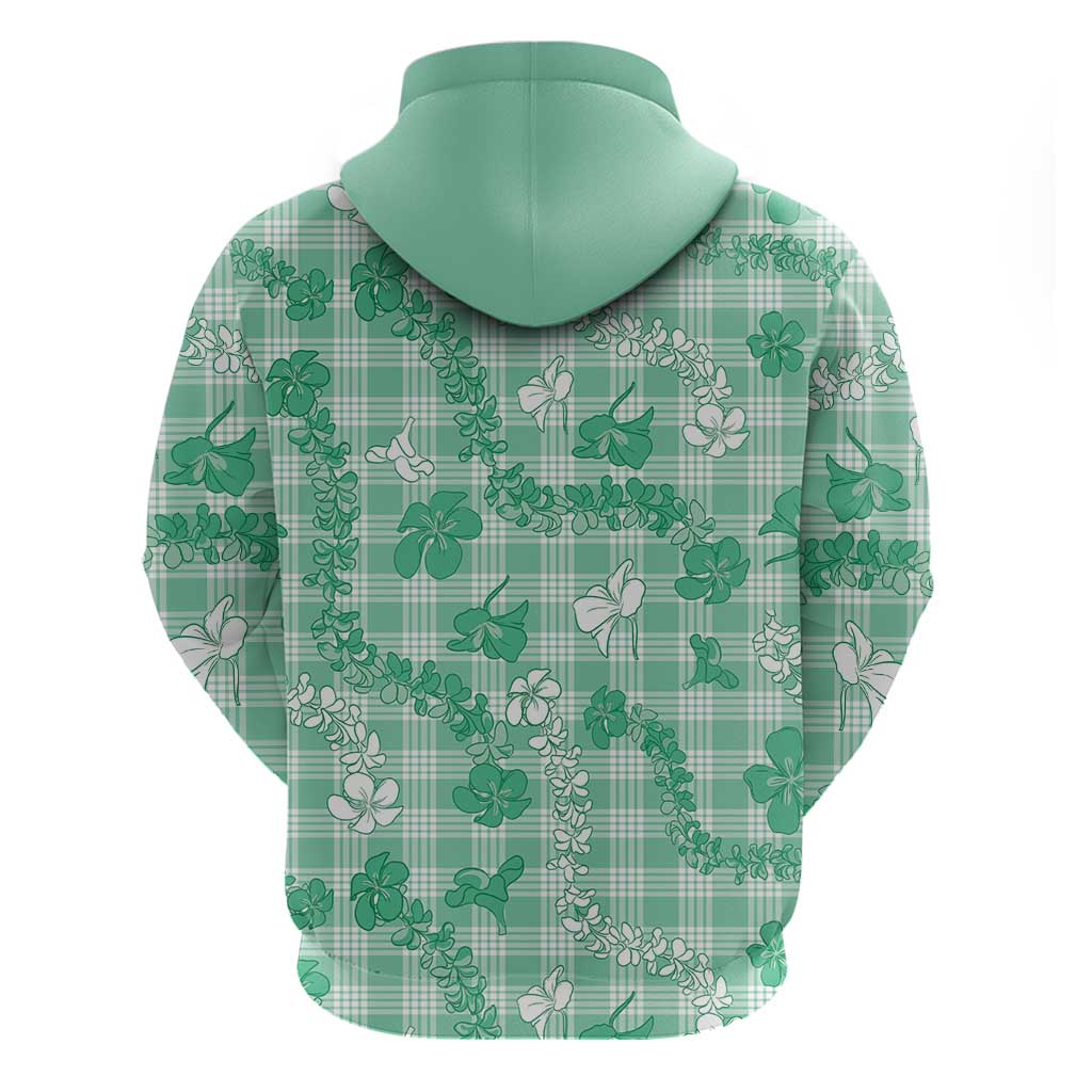 Omaomao Aloha Hawaii Zip Hoodie Plumeria Lei With Palaka Motif - Polynesian Pride