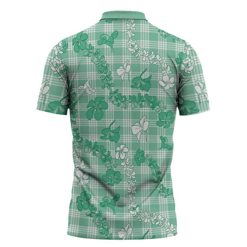 Omaomao Aloha Hawaii Zipper Polo Shirt Plumeria Lei With Palaka Motif - Polynesian Pride