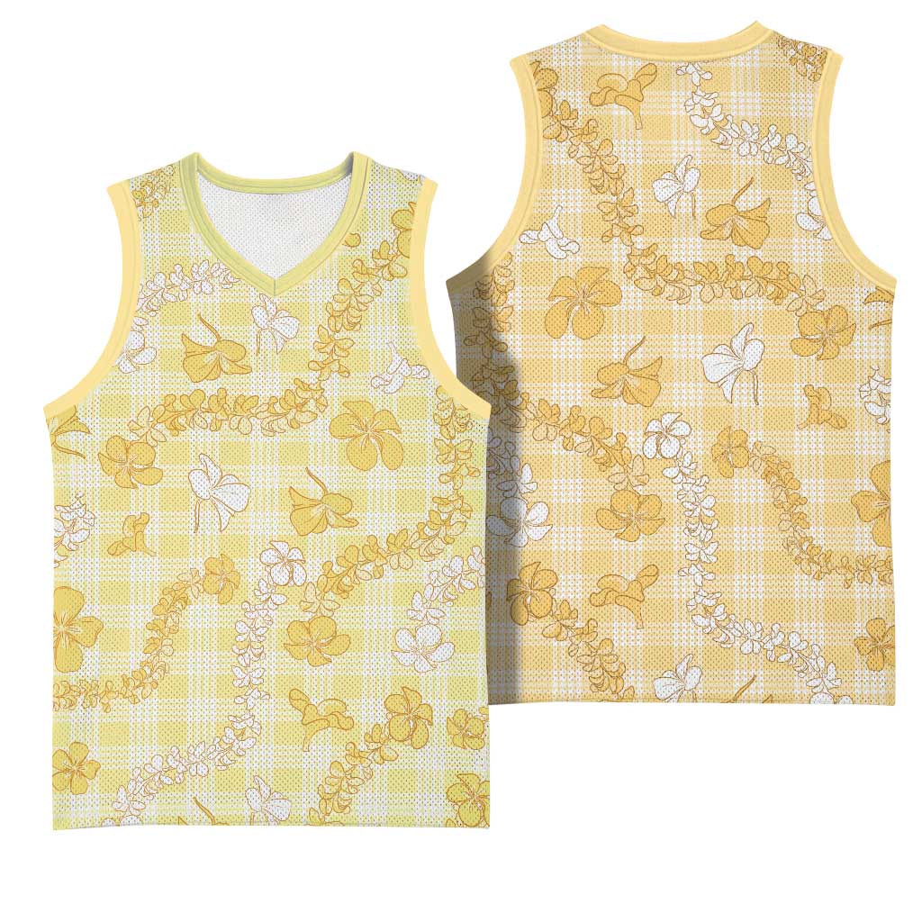 Melemele Aloha Hawaii Basketball Jersey Plumeria Lei With Palaka Motif LT14 - Polynesian Pride