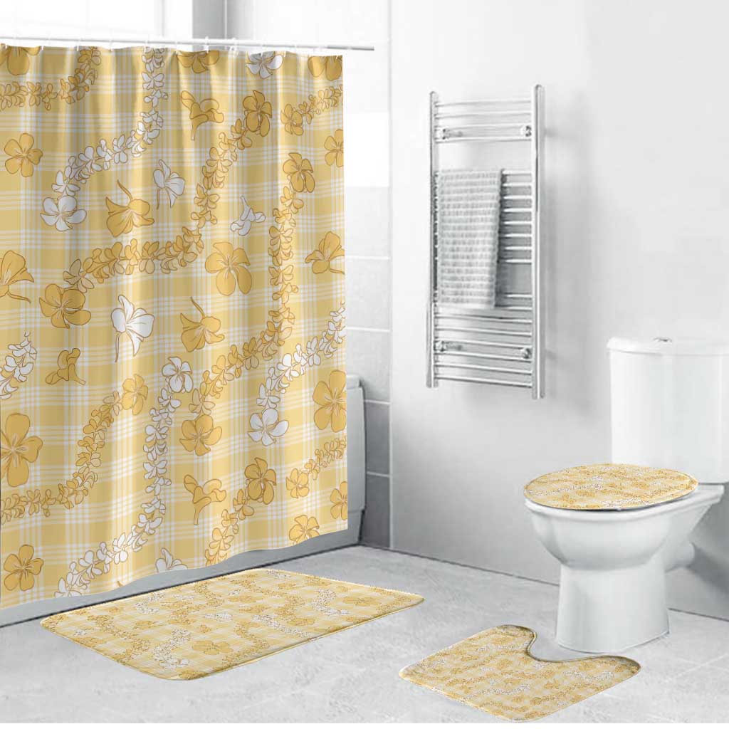 Melemele Aloha Hawaii Bathroom Set Plumeria Lei With Palaka Motif - Polynesian Pride