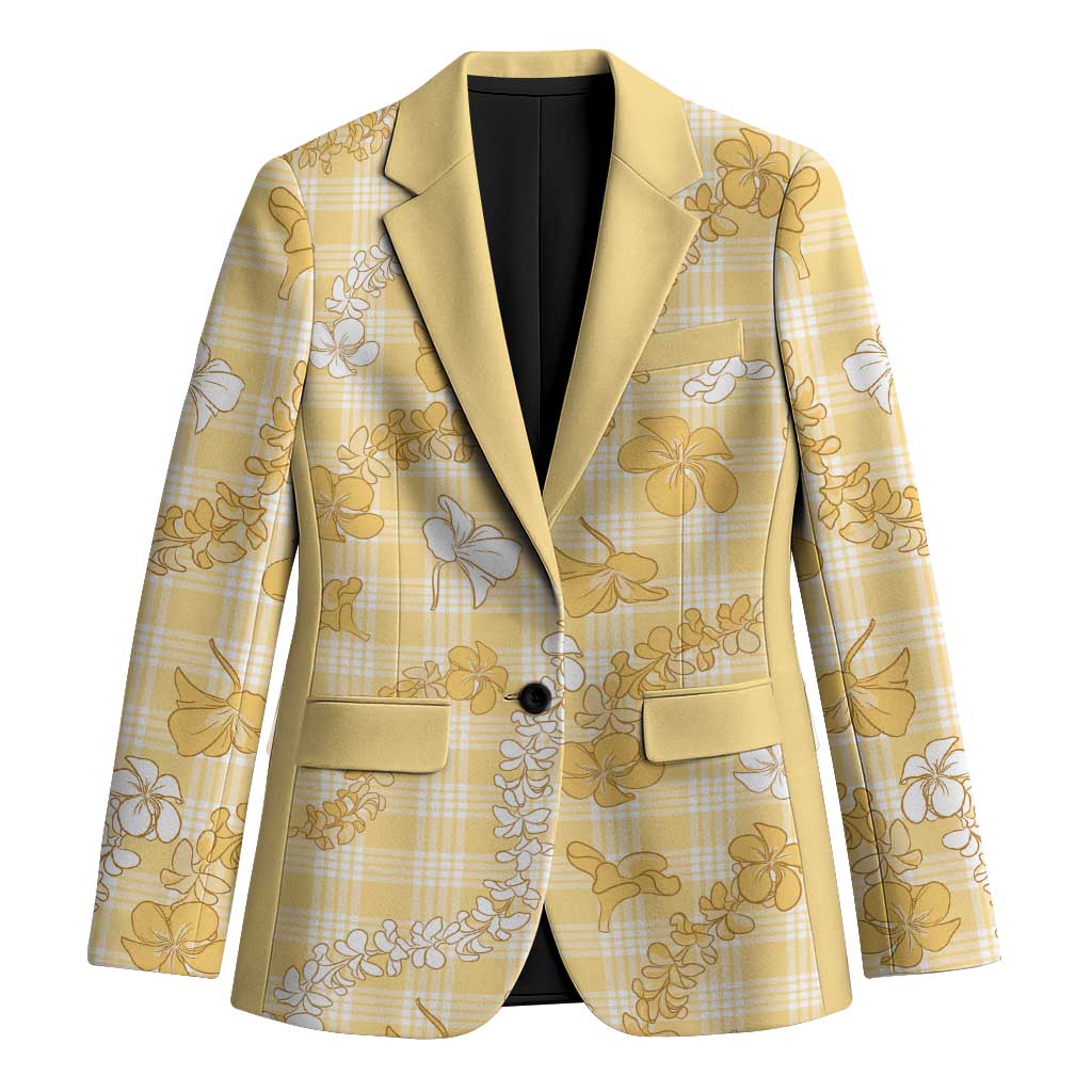 Melemele Aloha Hawaii Blazer Plumeria Lei With Palaka Motif - Polynesian Pride