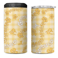 Melemele Aloha Hawaii 4 in 1 Can Cooler Tumbler Plumeria Lei With Palaka Motif - Polynesian Pride
