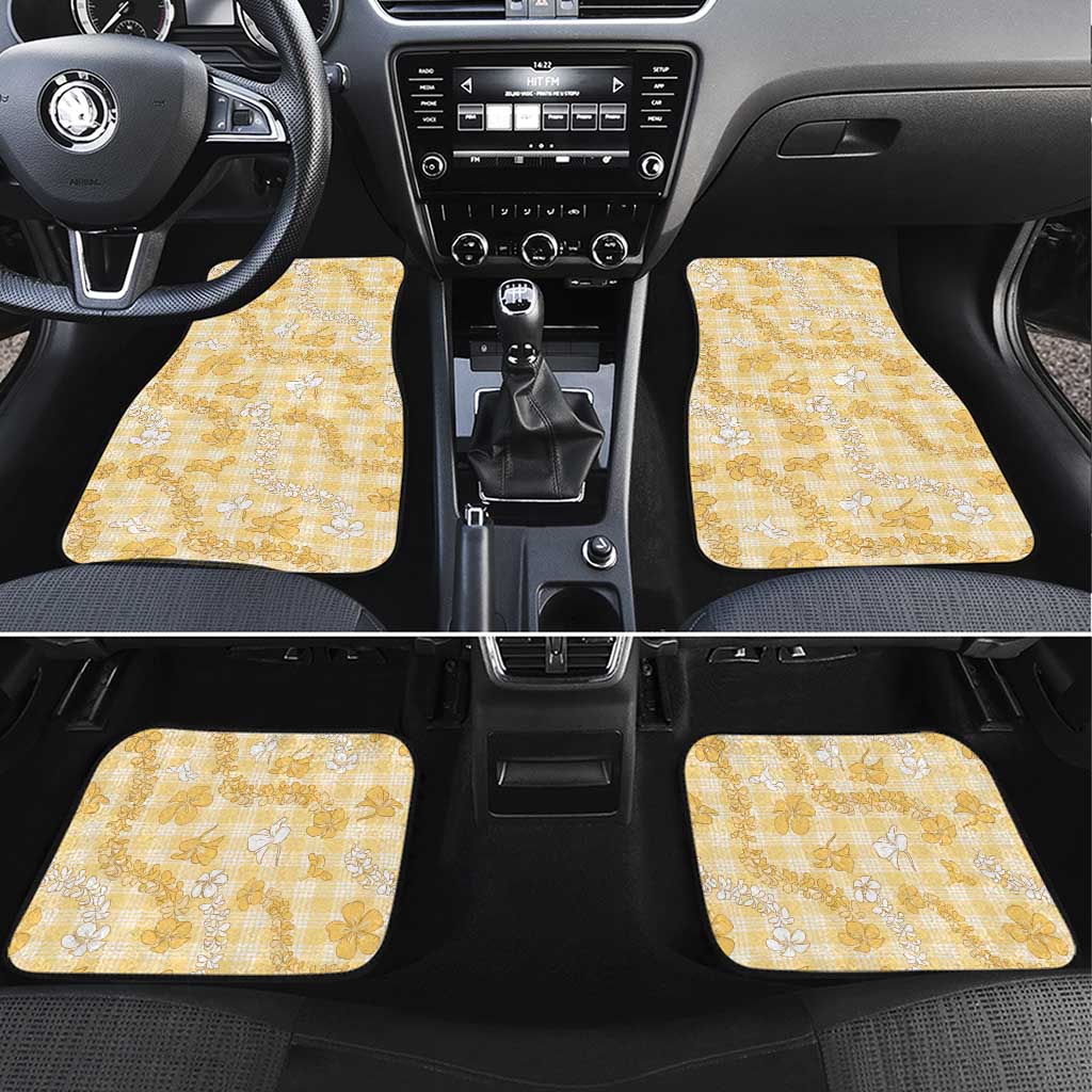 Melemele Aloha Hawaii Car Mats Plumeria Lei With Palaka Motif - Polynesian Pride