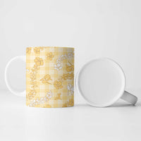 Melemele Aloha Hawaii Ceramic Mug Plumeria Lei With Palaka Motif - Polynesian Pride