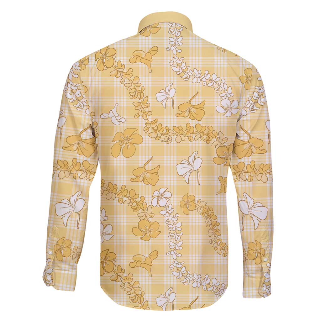 Melemele Aloha Hawaii Family Matching Long Sleeve Bodycon Dress and Hawaiian Shirt Plumeria Lei With Palaka Motif - Polynesian Pride