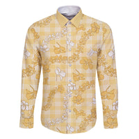 Melemele Aloha Hawaii Family Matching Off The Shoulder Long Sleeve Dress and Hawaiian Shirt Plumeria Lei With Palaka Motif - Polynesian Pride