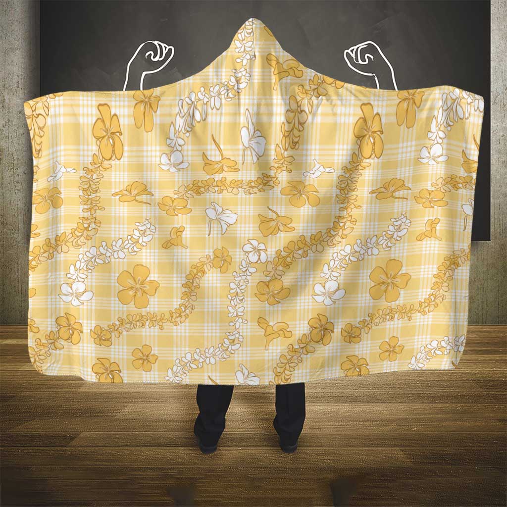 Melemele Aloha Hawaii Hooded Blanket Plumeria Lei With Palaka Motif LT14 - Polynesian Pride